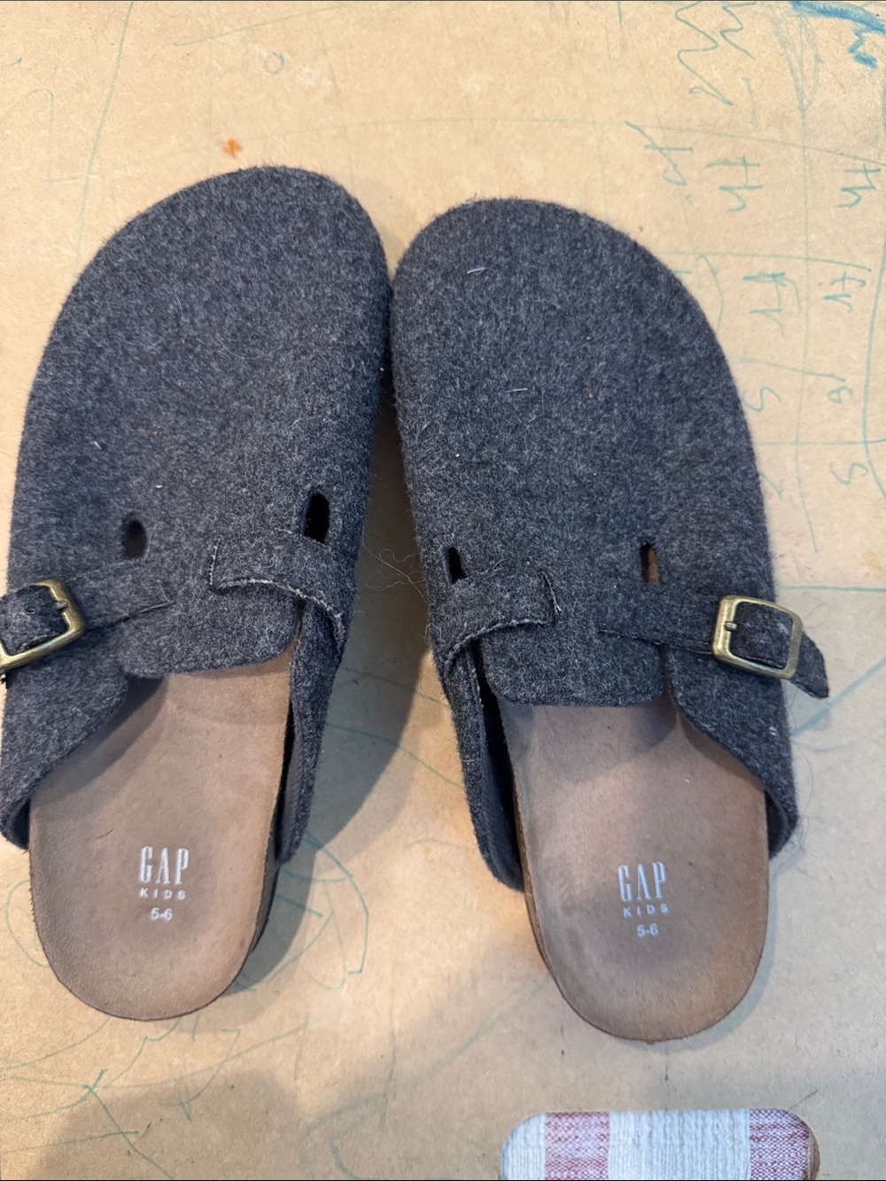 GAP Kids Dark Gray Felt Slip-On Clogs with Buckle